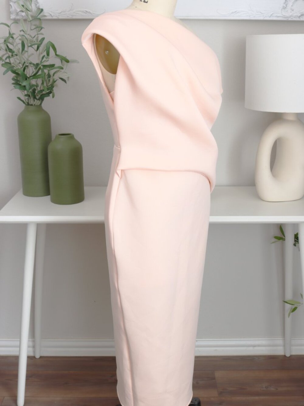 ASOS NEOPRENE One Shoulder Asymmetrical Dress - PEACH! - Picture 2 of 5
